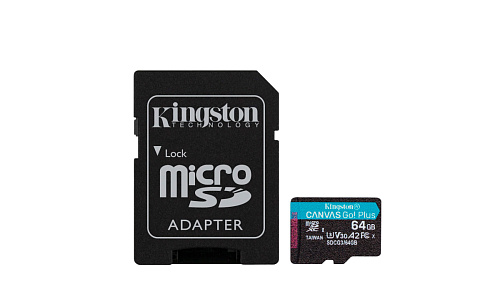 Карта памяти micro SDXC 64GB Kingston Canvas Go Plus UHS-I U3 A2 + ADP (170/70 MB/s)