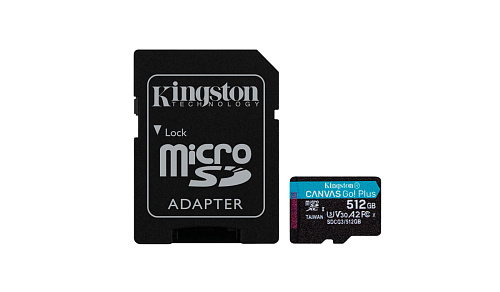 Карта памяти micro SDXC 512GB Kingston Canvas Go Plus UHS-I U3 A2 + ADP (170/90 MB/s)