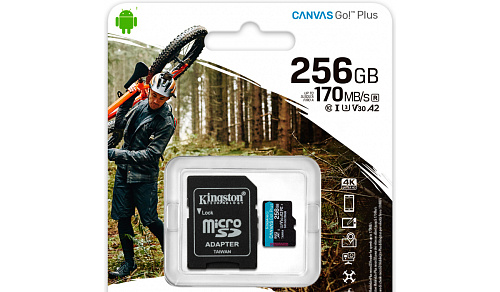 Карта памяти micro SDXC 256GB Kingston Canvas Go Plus UHS-I U3 A2 + ADP (170/90 MB/s)
